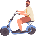 پیش‌نمایش فایل smiling-hipster-man-character-riding-speed-electric-scooter-motorbike-9176474 از پک افراد با دستگاه‌ها