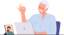 پیش‌نمایش فایل happy-senior-man-character-using-laptop-computer-for-online-communication-with-relatives-9356024 از پک افراد