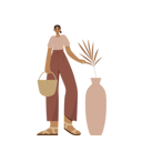 پیش‌نمایش فایل boho-girl-holding-a-handbag-and-touch-the-big-plant-9368929 از پک استودیوی بوهمی زن مد روز