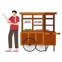 پیش‌نمایش فایل sate-ayam-street-vendor-11327881 از پک دستفروش خیابانی اندونزیایی رنگارنگ