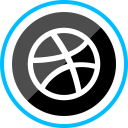 پیش‌نمایش فایل dribbble-130 از پک دایره آبی شبکه های اجتماعی