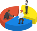 پیش‌نمایش فایل businessman-cut-chart-pie-with-saw-and-sharing-to-colleague-5374792 از پک کسب‌وکار ایزومتریک