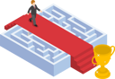 پیش‌نمایش فایل businessman-walking-on-red-carpet-over-the-maze-5374786 از پک کسب‌وکار ایزومتریک