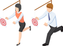 پیش‌نمایش فایل business-people-running-for-target-5436654 از پک مجموعه مفهوم کسب‌وکار ایزومتریک