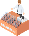 پیش‌نمایش فایل businessman-selling-ideas-5436641 از پک مجموعه مفهوم کسب‌وکار ایزومتریک