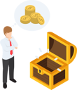 پیش‌نمایش فایل businessman-with-empty-treasure-box-5436646 از پک مجموعه مفهوم کسب‌وکار ایزومتریک