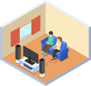 پیش‌نمایش فایل couple-playing-video-game-in-the-living-room-5436649 از پک مجموعه مفهوم کسب‌وکار ایزومتریک