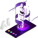 پیش‌نمایش فایل personal-assistant-ai-robot-on-smartphone-5558722 از پک کسب‌وکار ایزومتریک