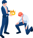 پیش‌نمایش فایل boss-giving-golden-crown-to-kneeling-businessman-5632008 از پک مجموعه مفهوم کسب‌وکار ایزومتریک