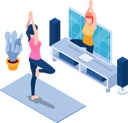 پیش‌نمایش فایل woman-attending-online-yoga-class-5690699 از پک مجموعه مفهوم کسب‌وکار ایزومتریک