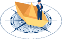 پیش‌نمایش فایل businessman-standing-on-paper-boat-over-the-compass-5717137 از پک مجموعه مفهوم کسب‌وکار ایزومتریک