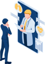 پیش‌نمایش فایل businessman-have-online-consultation-with-doctor-5799561 از پک مجموعه مفهوم کسب‌وکار ایزومتریک