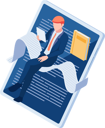 پیش‌نمایش فایل businessman-reading-online-book-5808143 از پک مجموعه مفهوم کسب‌وکار ایزومتریک