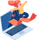 پیش‌نمایش فایل woman-jumping-out-from-laptop-5864262 از پک فعالیت کسب‌وکار