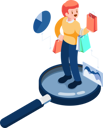 پیش‌نمایش فایل woman-with-shopping-bag-standing-on-magnifying-glass-5864264 از پک فعالیت کسب‌وکار