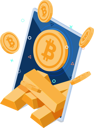 پیش‌نمایش فایل bitcoin-with-gold-bar-inside-smartphone-5950861 از پک کسب و کار