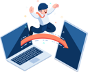 پیش‌نمایش فایل businessman-jumping-from-laptop-to-digital-tablet-5950866 از پک کسب و کار