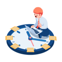 پیش‌نمایش فایل businessman-sitting-on-clock-with-sticky-note-5950871 از پک کسب و کار