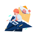 پیش‌نمایش فایل businessman-sitting-on-paper-planes-using-laptop-with-email-5950872 از پک کسب و کار