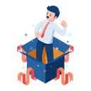 پیش‌نمایش فایل businessman-come-out-from-cardboard-box-7117339 از پک کسب و کار