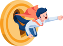 پیش‌نمایش فایل businessman-flying-out-from-money-coin-8875558 از پک کسب‌وکار ایزومتریک