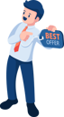 پیش‌نمایش فایل businessman-promote-himself-with-price-tag-8720033 از پک کسب‌وکار ایزومتریک