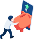پیش‌نمایش فایل businessman-push-piggy-bank-into-smartphone-8720034 از پک کسب‌وکار ایزومتریک