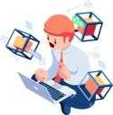 پیش‌نمایش فایل businessman-programming-script-with-blockchain-technology-8683146 از پک کسب‌وکار ایزومتریک