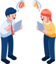 پیش‌نمایش فایل businessman-ask-questions-and-receive-answers-9347577 از پک مجموعه مفهوم کسب‌وکار ایزومتریک