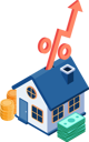 پیش‌نمایش فایل house-with-interest-rate-arrow-rising-up-mortgage-rate-and-real-estate-investment-9347576 از پک مجموعه مفهوم کسب‌وکار ایزومتریک