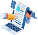 پیش‌نمایش فایل pencil-write-a-blog-post-content-marketing-and-copywriting-9176283 از پک مجموعه مفهوم کسب‌وکار ایزومتریک