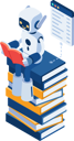 پیش‌نمایش فایل ai-robot-reading-on-stack-of-books-10354566 از پک کسب و کار