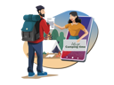 پیش‌نمایش فایل traveler-get-customer-support-in-forest-or-camping-via-smartphone-2112237 از پک صفحه فرود