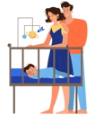 پیش‌نمایش فایل cute-family-stand-by-newborn-baby-bed-6276280 از پک کارهای روزمره نوزاد