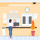 پیش‌نمایش فایل client-in-the-bank-standing-at-the-counter-and-making-currency-exchange-6358749 از پک دفتر کار بانک