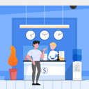 پیش‌نمایش فایل female-assistant-at-the-counter-helping-a-customer-6358756 از پک دفتر کار بانک