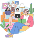 پیش‌نمایش فایل boys-doing-group-study-at-home-11242043 از پک فضا کولیوینگ