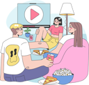 پیش‌نمایش فایل friends-enjoying-movie-and-pizza-11242041 از پک فضا کولیوینگ