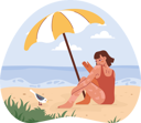 پیش‌نمایش فایل beach-girl-sitting-at-beach-under-beach-umbrella-11296015 از پک افراد درباره ساحل