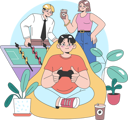 پیش‌نمایش فایل boy-is-playing-video-game-while-parents-are-playing-indoor-games-11410429 از پک کار از راه دور