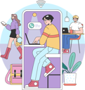 پیش‌نمایش فایل employee-is-attending-online-meeting-11410430 از پک کار از راه دور
