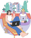 پیش‌نمایش فایل girl-is-working-on-laptop-from-holidays-11410433 از پک کار از راه دور