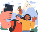 پیش‌نمایش فایل boy-and-girl-taking-selfie-during-treking-11407010 از پک تعطیلات