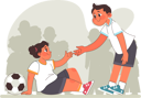 پیش‌نمایش فایل boy-is-helping-girl-who-falls-down-on-ground-while-playing-match-11415063 از پک پخش کودکان