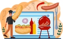 پیش‌نمایش فایل chef-prepares-cheese-burger-from-recipe-11664306 از پک آشپزی آنلاین