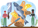 پیش‌نمایش فایل butcher-preparing-fish-item-11664239 از پک غذا آشپزی