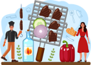 پیش‌نمایش فایل chef-grilling-veggies-on-stand-11664243 از پک غذا آشپزی