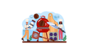 پیش‌نمایش فایل chefs-making-cooking-on-barbeque-grill-11664258 از پک غذا آشپزی