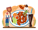پیش‌نمایش فایل female-enjoying-grilled-meat-11664267 از پک غذا آشپزی