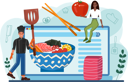 پیش‌نمایش فایل chef-prepares-meat-bowl-11664192 از پک آشپزی آنلاین